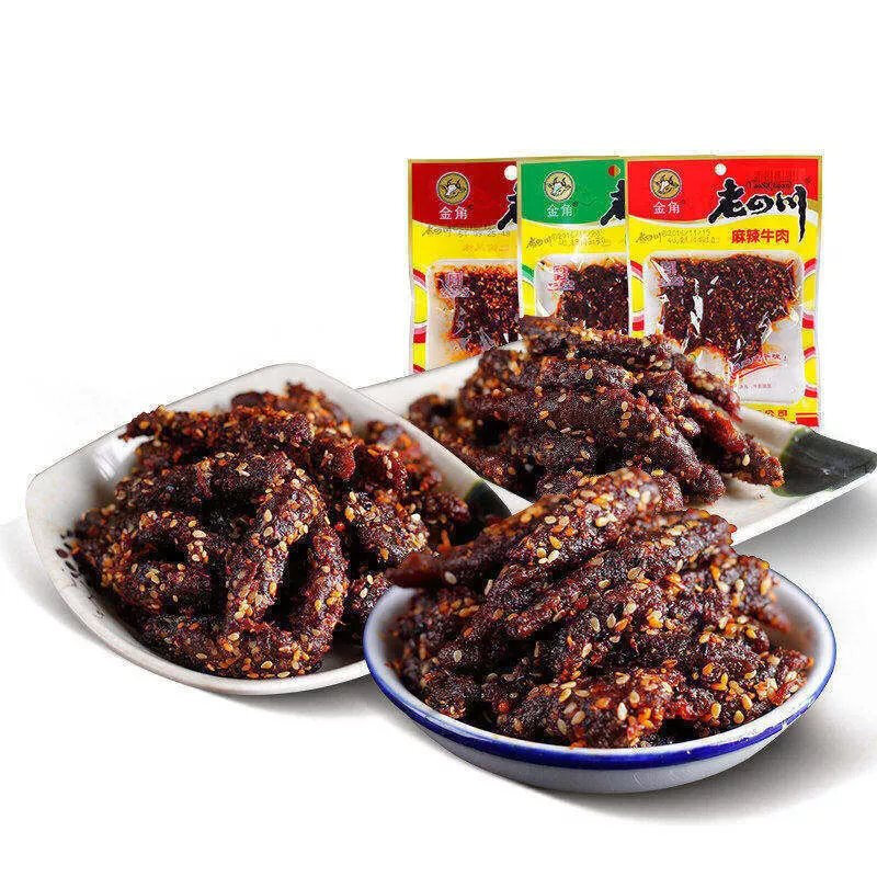 老四川60g金角老四川麻辣牛肉干泡椒山椒烧烤辣条肉制品食小麻辣味60g