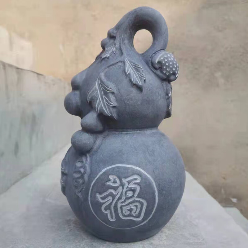 石雕葫芦摆件青石石头雕刻家居玄关工艺品大小号可定制 高10厘米肚子