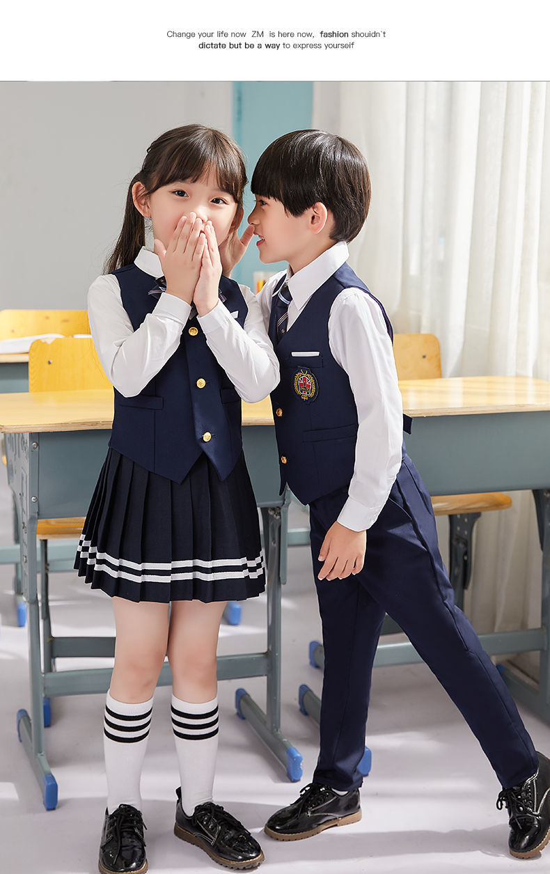 儒芳新品儿童证件照衣服儿童校服套装中小学生合唱演出服幼儿园入园照
