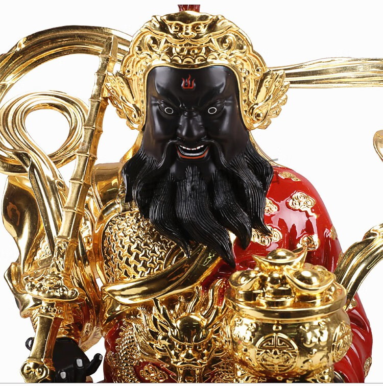 赵公明财神像鎏金纯铜五路财神武财神赵公明骑虎神像铜像正财神爷摆件