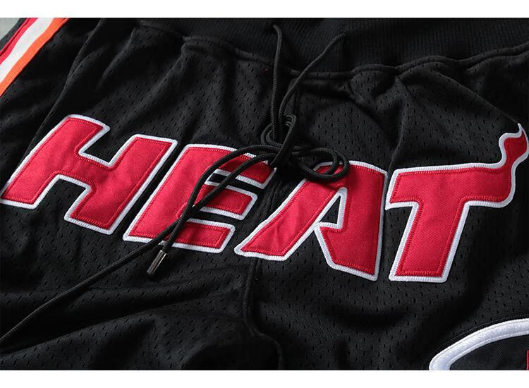 nba官方同款网眼刺绣迈阿密heat热火队篮球运动五分短裤红色jds