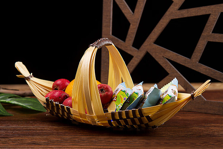 手工竹篮子小簸箕竹编制品商用摆盘收纳筐编织盘子农家用筛子餐具 竹