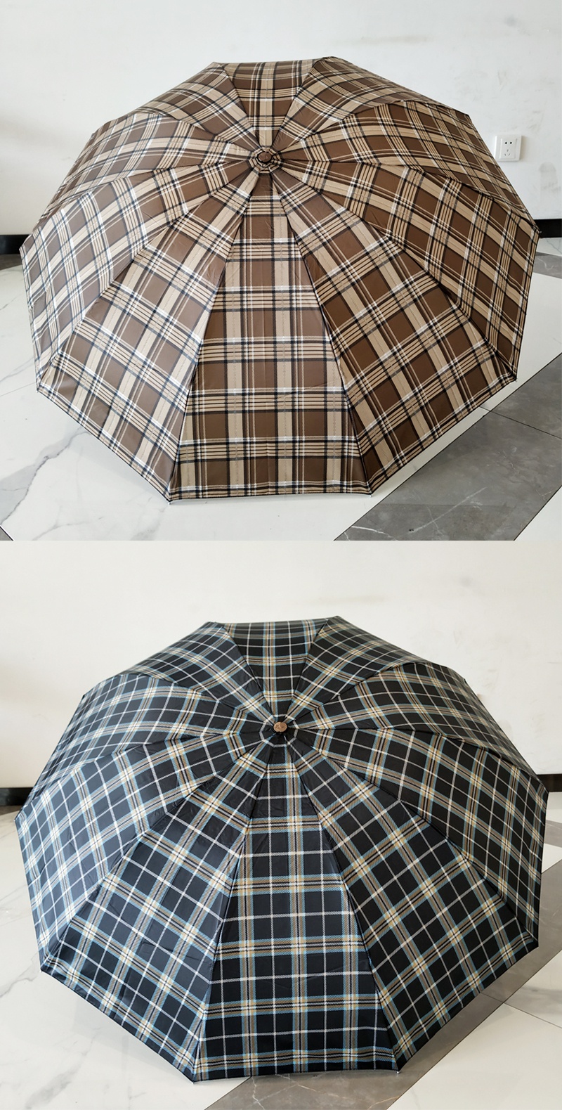 天堂伞专卖三折伞折叠伞经典男女士晴雨伞339s钢骨韩版格子伞 藏青色