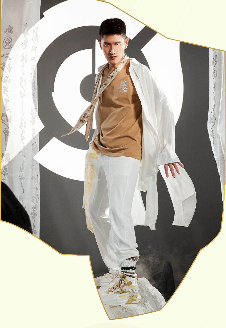 王者荣耀联名丨鸿星尔克夏季新款男女山河志庄周国潮运动长袖t恤正白m