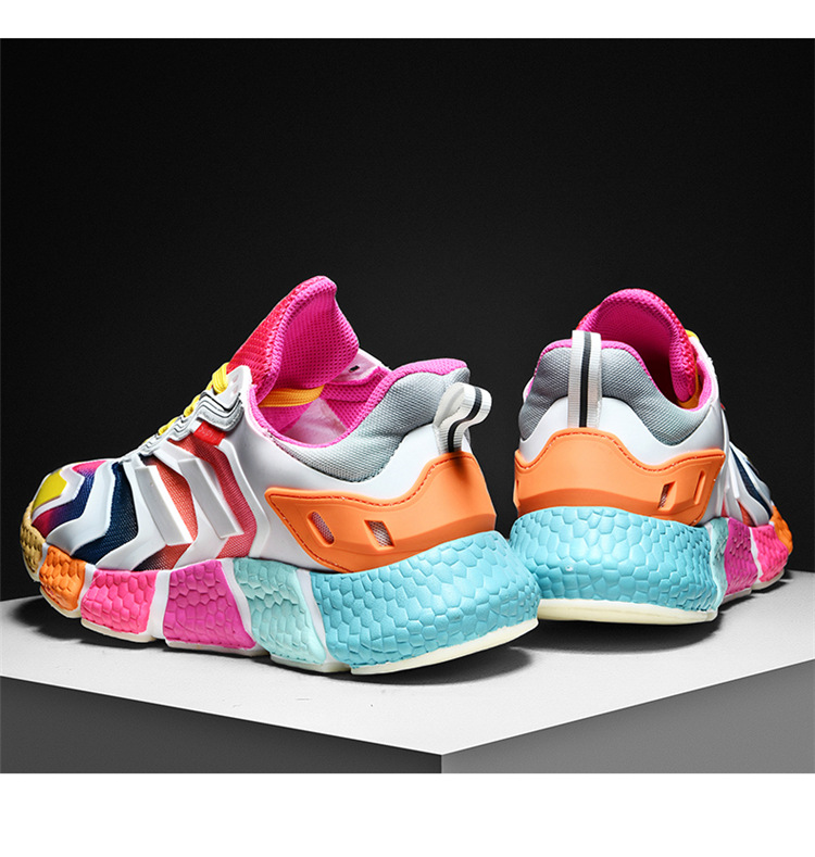 跑步鞋男鞋新款韩版潮炫彩爆米花轻便运动鞋网红休闲潮流鞋子彩虹39