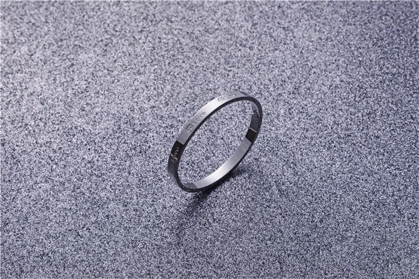 艾素手链女四叶草手镯玫瑰金侣简约开口卡扣式彩金刻字手环送女友情人