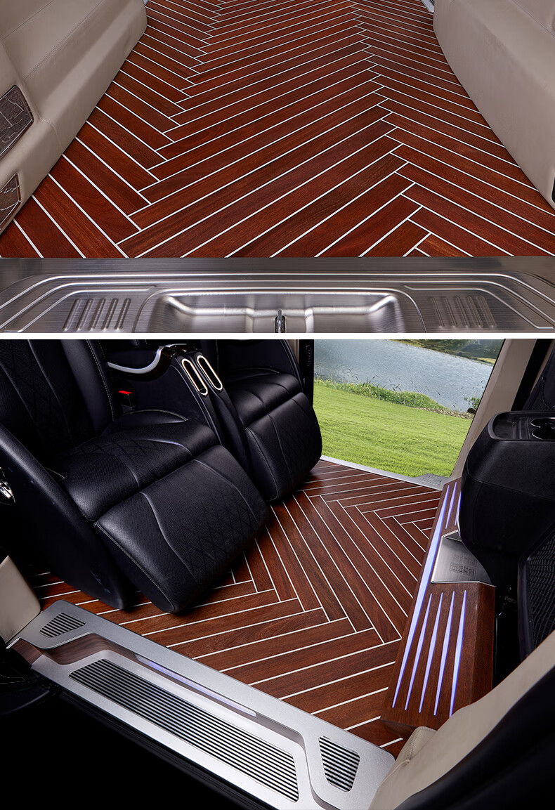 适用于奔驰v260l新威霆v级加长商务车柚木实木地板脚垫v260改装 南美