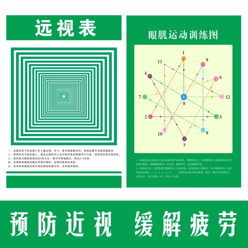 远视图眼肌运动训练墙贴儿童增视力眼球眼部肌肉图套装远视图眼球肌肉