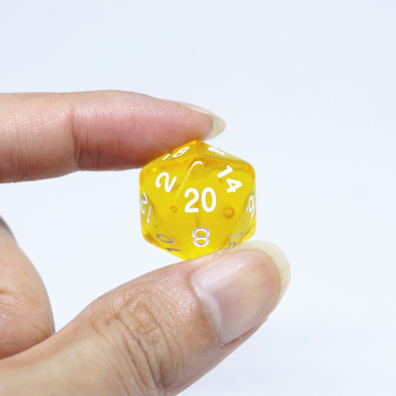 透明二十面数字骰子早教筛子桌面游戏20面色子玩具桌游配件桔红色10颗