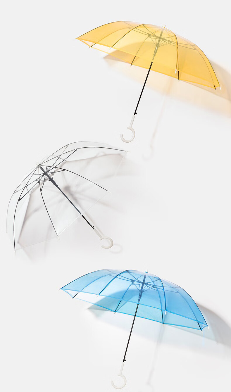 焦下官网透明长直柄大号雨伞女少女心焦下雨伞小清新画册橘