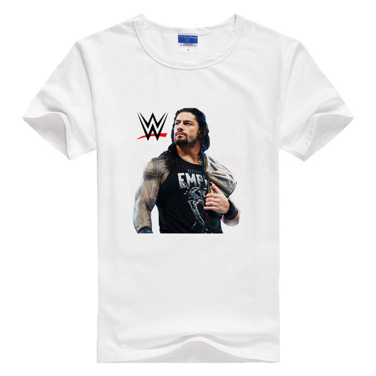 青少年wwe短袖t恤罗曼雷恩斯兰迪迪安赛斯短袖男装衣服高街水洗砖红色