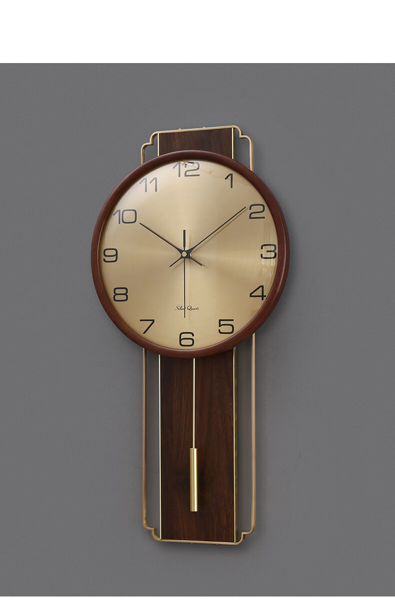 挂钟家用时尚静音钟表客厅简约时钟大气挂表 铜钟框加铜边框-款式4 20