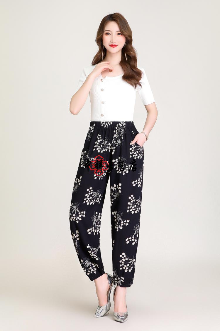 中老年妈妈灯笼裤棉绸宽松大码妈妈居裤子老人夏季睡裤薄款2020年春季