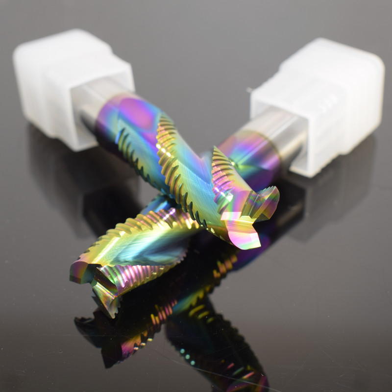 60度铝用粗皮刀dlc七彩涂层刀钨钢开粗铝用铣刀3刃加长合金波刃刀3083