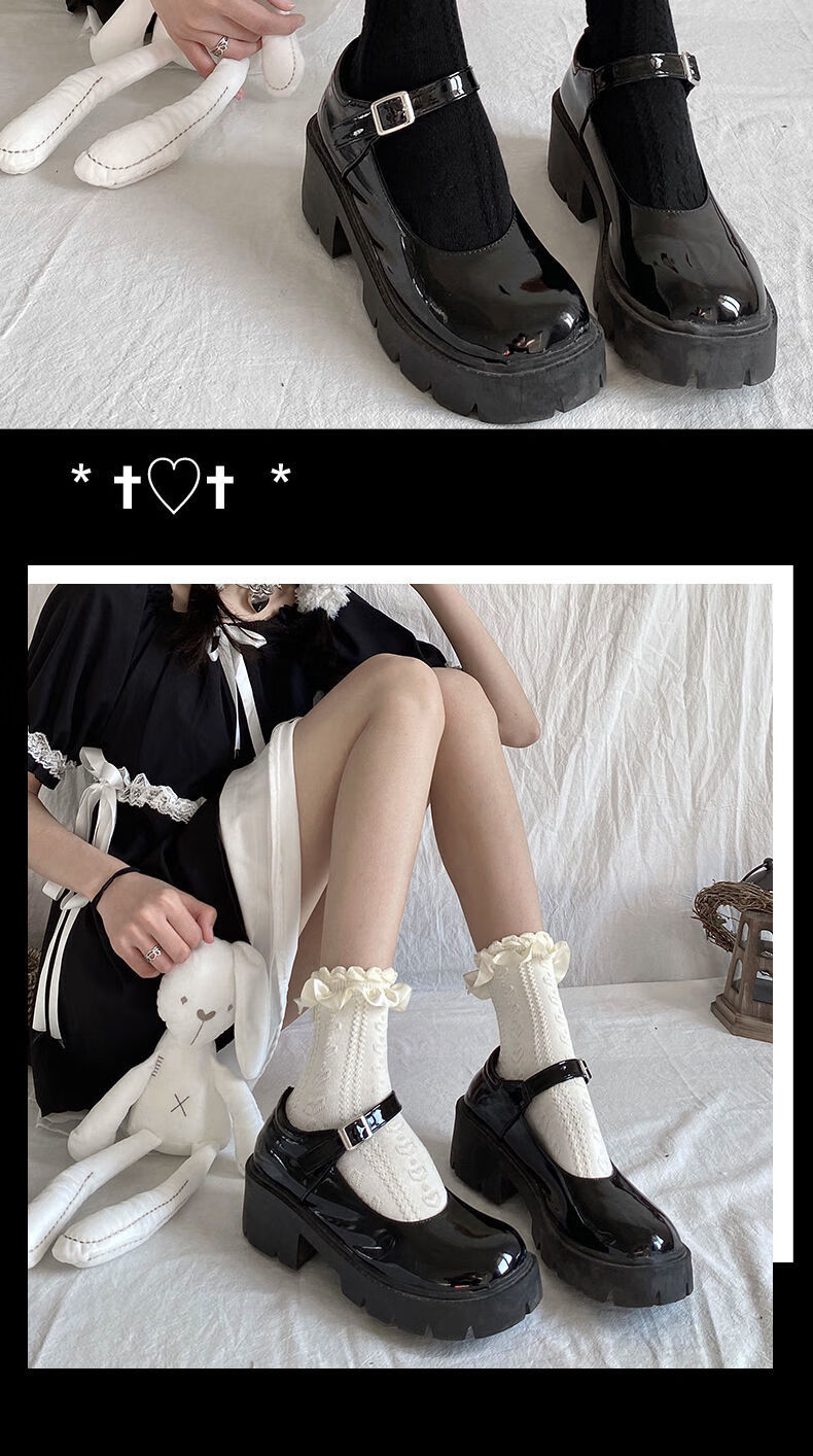 三双装白色花边中筒袜夏季薄款公主袜子女jk日系可爱洛丽塔lolitaff3