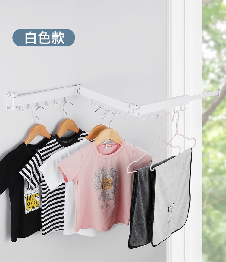 阳台侧面小型晾衣架挂衣杆墙壁简易晾衣架可伸缩室内小型可折叠阳台