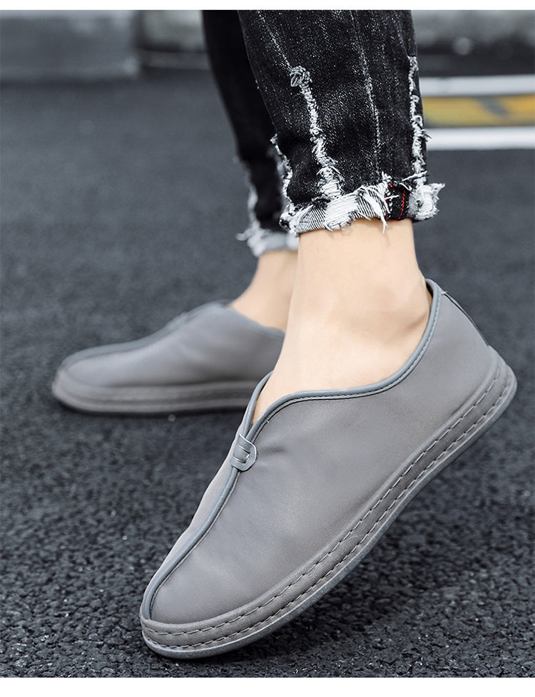 渔夫鞋中国风男鞋夏季新款渔夫鞋男驾车鞋一脚蹬懒人软底卡其色39