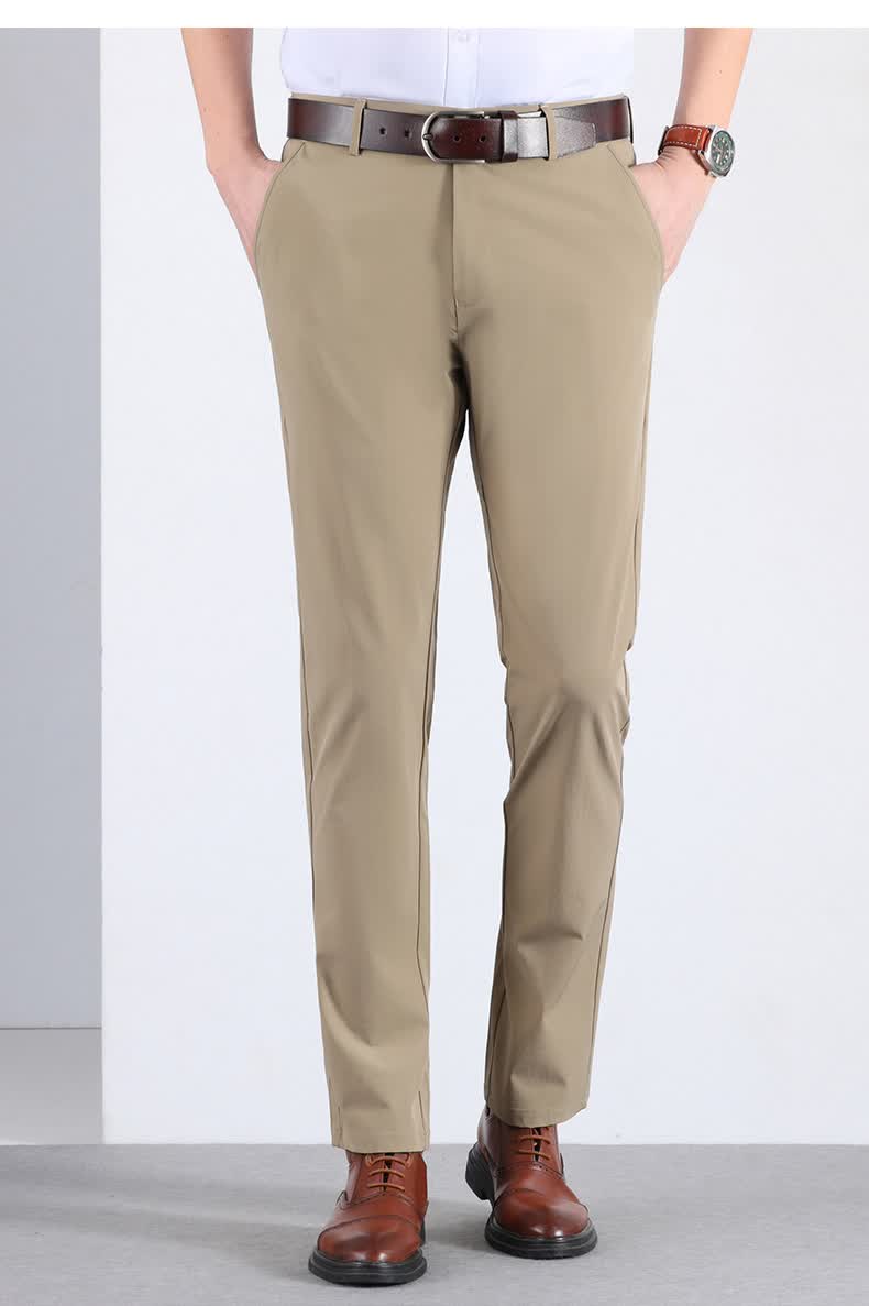 老爷车中年男士冰丝薄款休闲裤男春夏季爸爸装直筒舒适透气长裤中老年