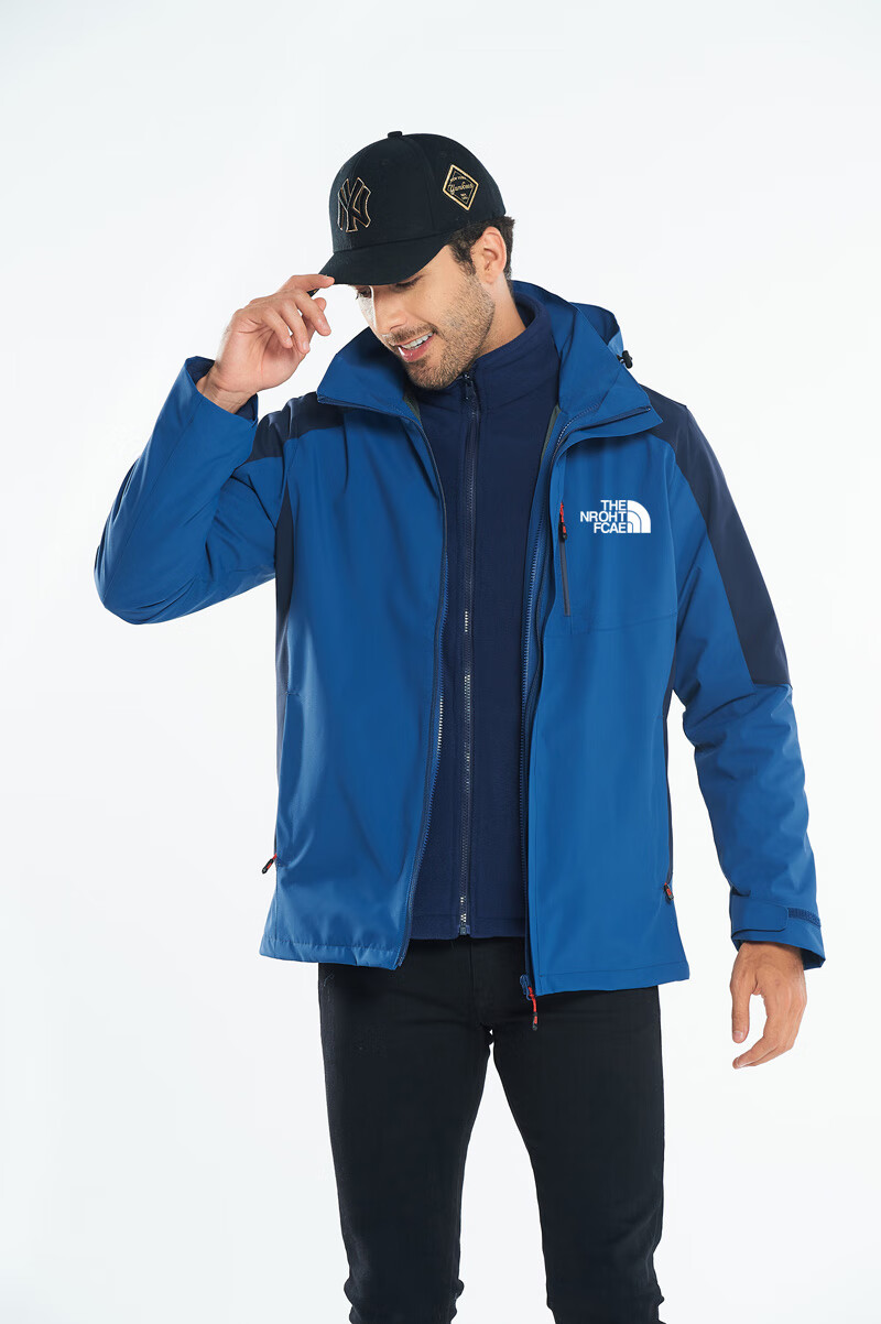 冬季户外哥伦北面运动冲锋··衣男三合一可拆卸两件套加绒加厚登山服