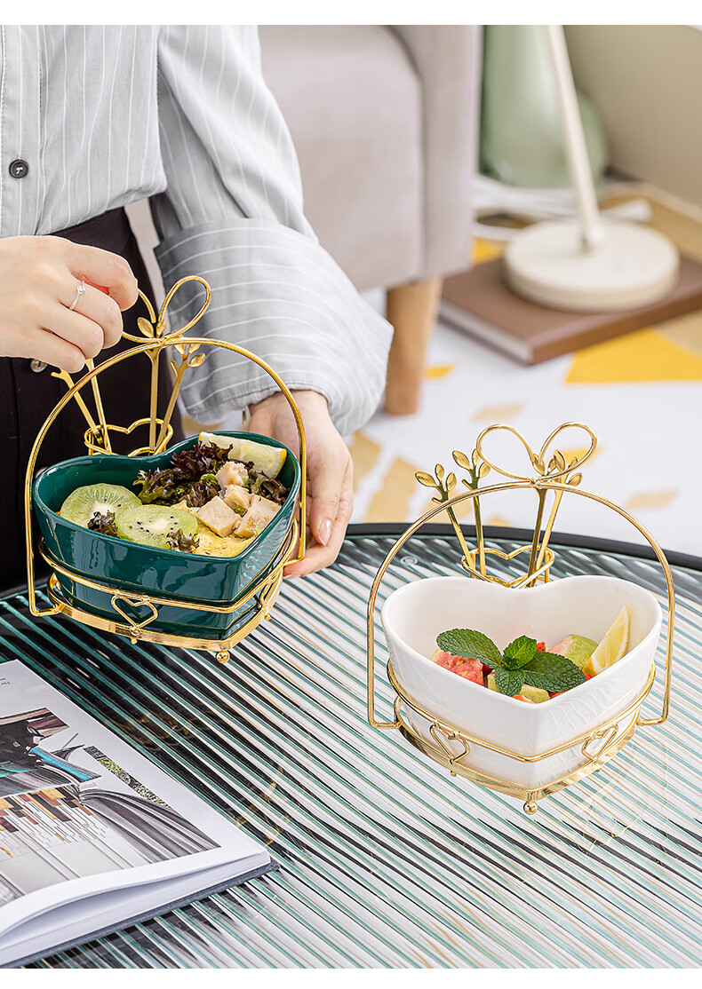 瀚易网红水果盘客厅家用小精致陶瓷沙拉果盘创意北欧小吃零食盘ins风