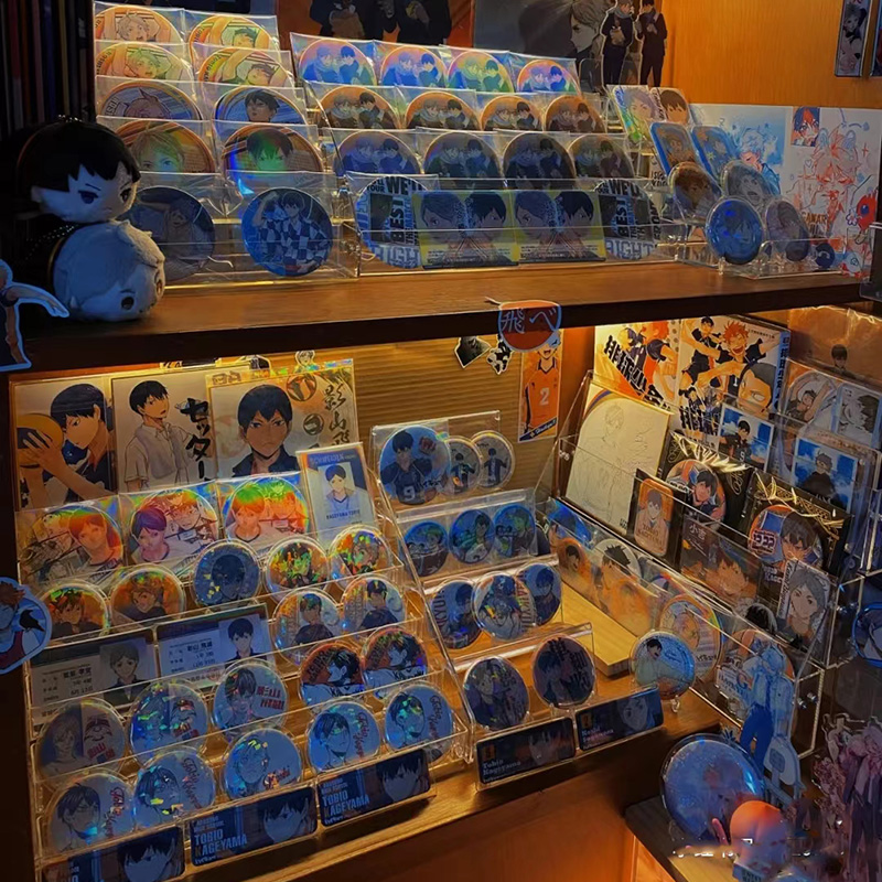 吧唧阶梯展示架 谷子徽章动漫挂件透明整理架 多层吧唧色纸收纳盒