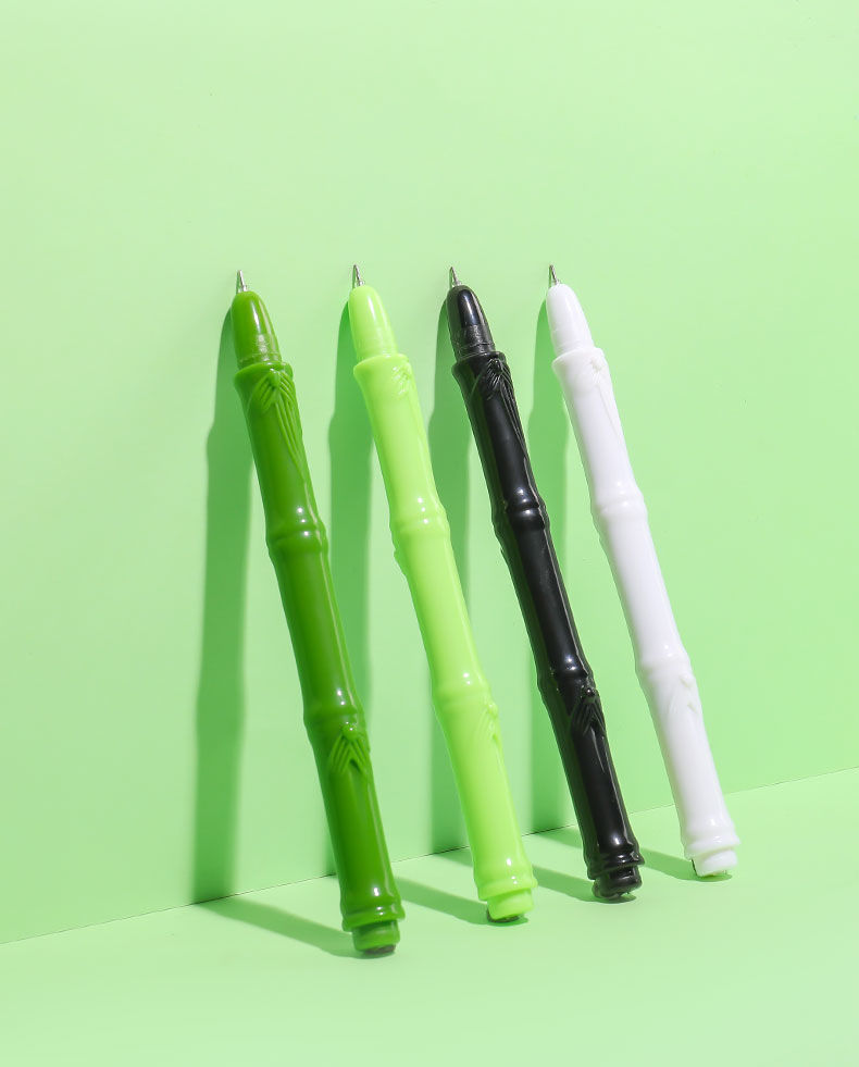 聚乾坤中国风绿竹子造型创意中性笔黑色替芯水笔学生奖品礼品快干12支