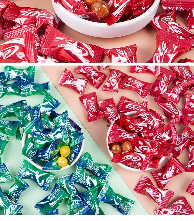 可乐味硬糖喜糖批发小零食品柠檬汽水味雪碧休闲糖果 可乐糖350g*2