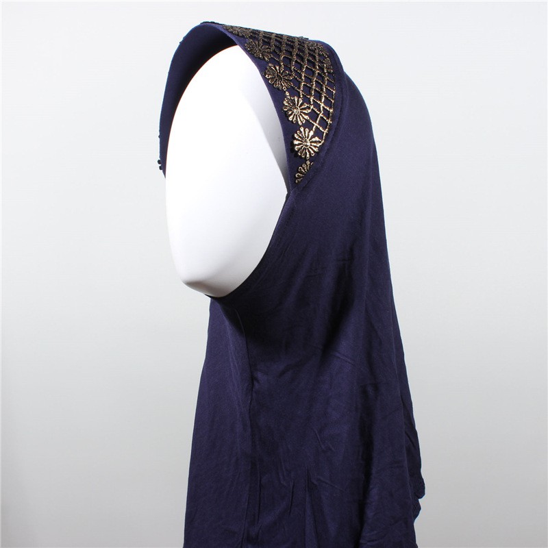 (盖头莎巾)回族女人的套头纱巾头巾镂空花口方便款夏季民族风盖头小帽