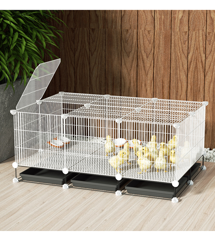养鸡笼家用小鸡笼育雏苗加密铁网雏鸡用带脚垫自动清粪鹌鹑笼白色3层9