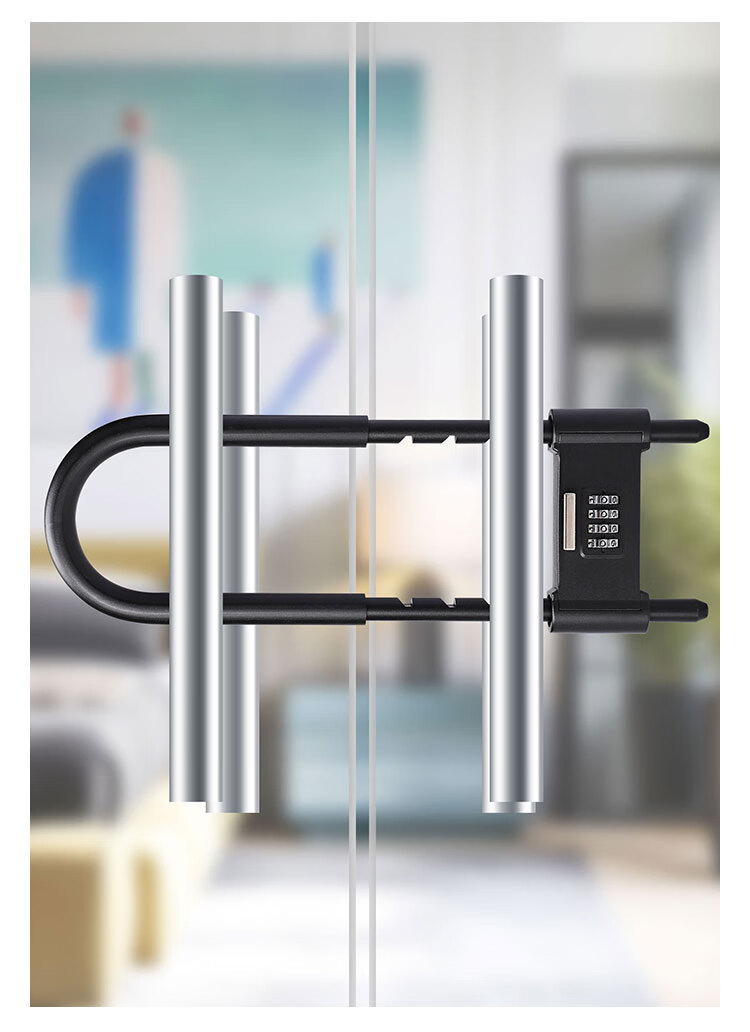 双门插锁商铺锁具专用套锁店铺长锁防盗室外u型密码锁35厘米常用款