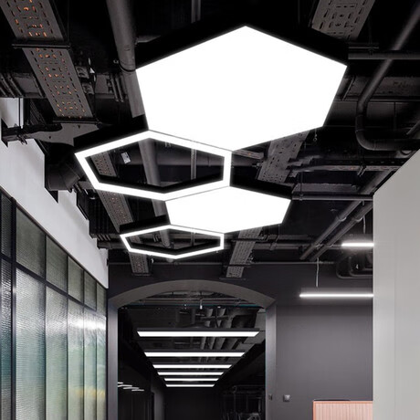 方通灯led长条灯市条形灯健身房专用灯办公灯店铺造型平板吊灯 黑色