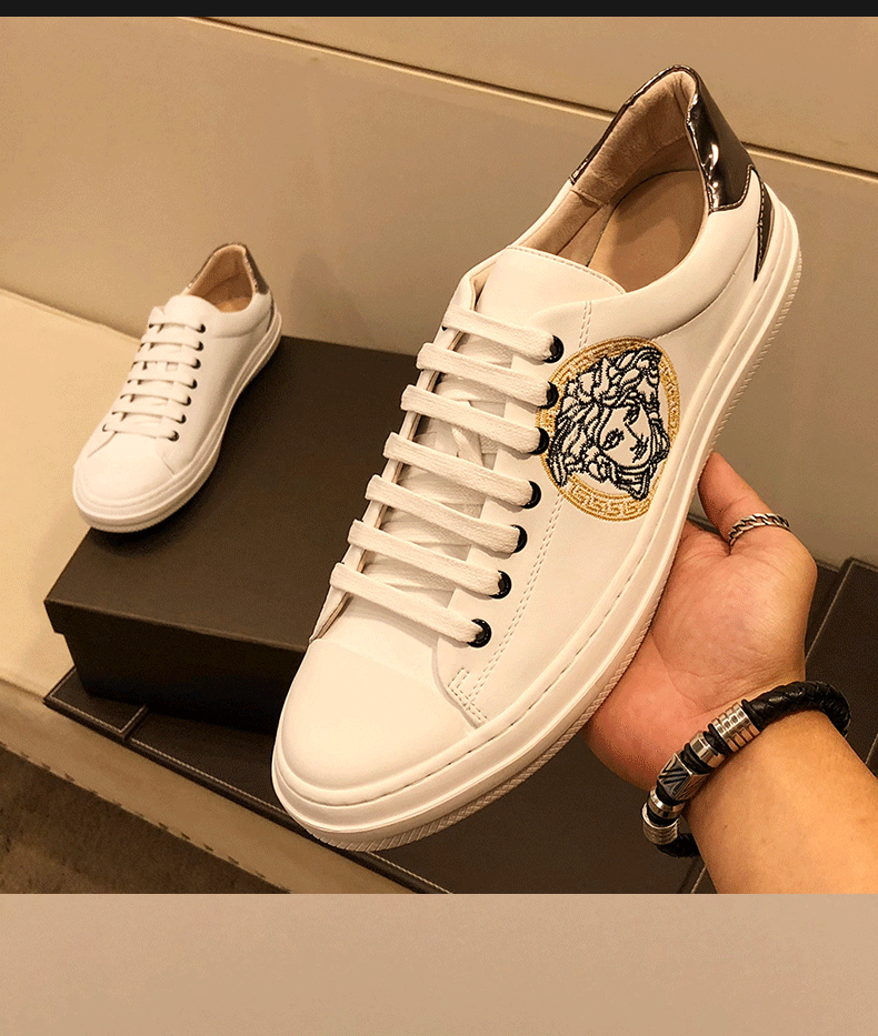 美杜莎瓦萨琪美杜莎板鞋印花欧洲站男鞋瓦萨琪鞋男士春夏透气鞋子白色