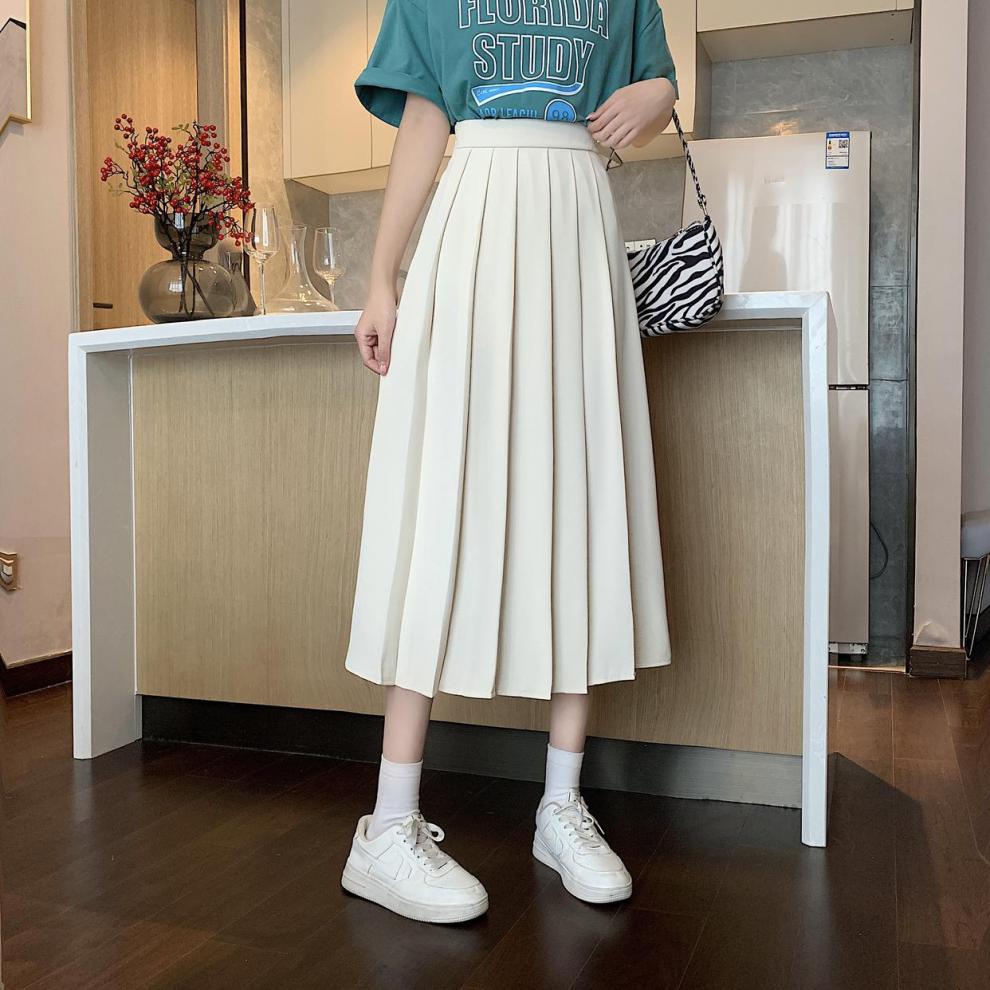 初中下半身裙子高中生百褶半身裙少女2022春夏新款高腰显瘦高中学生中