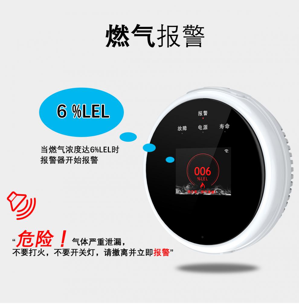 燃气报警器家用厨房天然气煤气液化气可燃气一氧化碳体泄漏探测器wifi