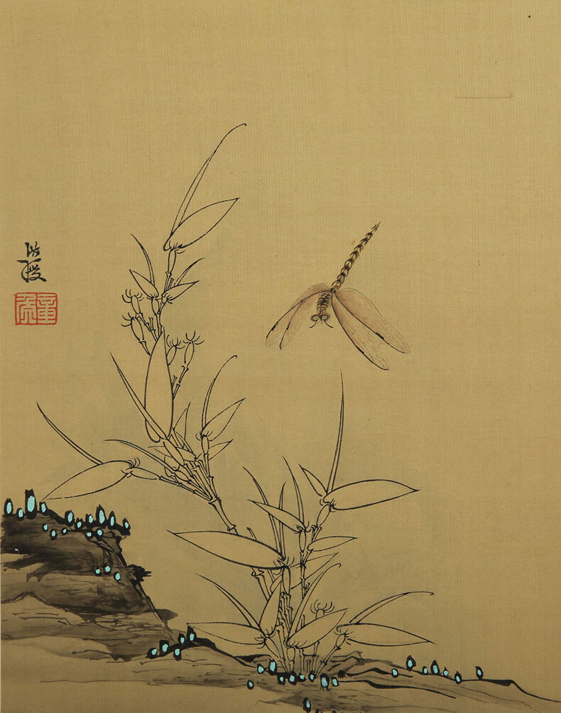 朵云轩陈老莲花鸟草虫册册页芯旧存木版水印绢本国画收