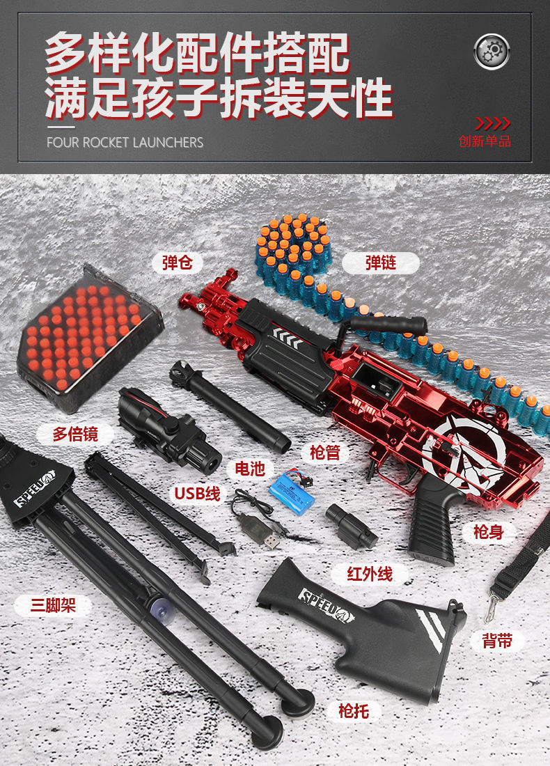 m249大菠萝 电动连发软弹和平精英大菠萝玩具枪轻机枪加特林重机关枪
