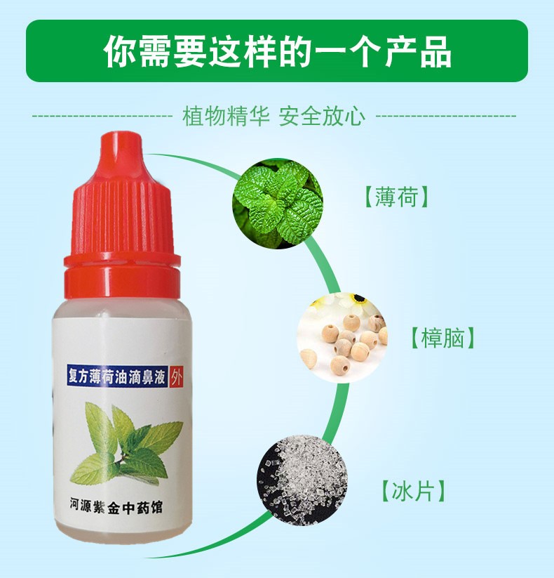 复方薄荷油脑滴鼻液剂薄荷脑滴鼻液鼻子干燥痒滋润 三瓶装【图片 价格
