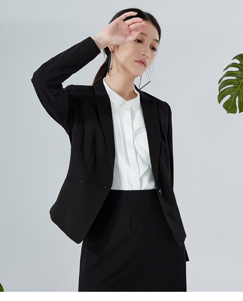 g2000女装西装2020春季新款黑色通勤短款职业装正装小个子西服女 黑色