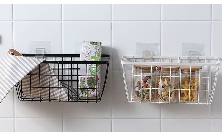 厨房铁艺置物篮浴室可挂式收纳篮宿舍床头零食挂篮置物架储物篮子白色