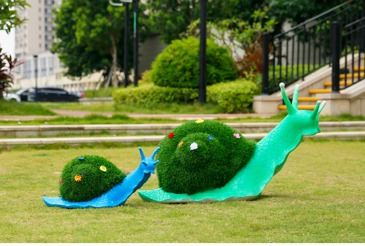 户外绿雕蜗牛摆件绿植草皮仿真动物雕塑园林景观草坪蘑菇装饰小品草皮