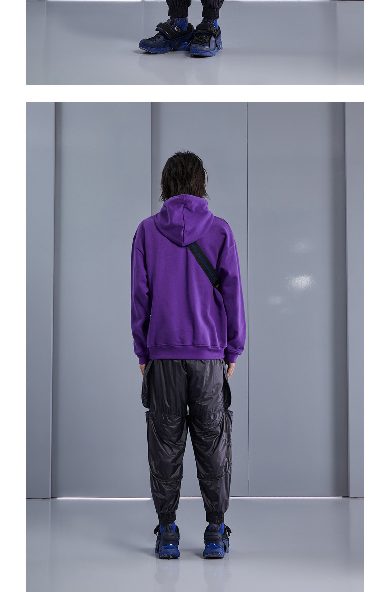 速写男装秋季卫衣宽松刺绣休闲套头抽绳韩版街头时尚连帽情侣001本黑m