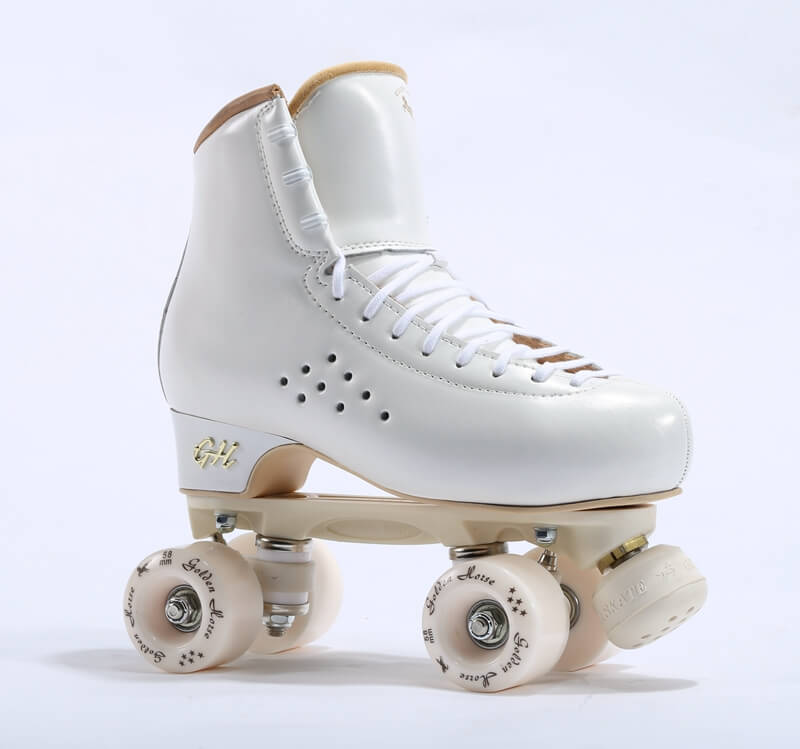 厦门金马溜冰鞋成人双排溜冰鞋双排男女四轮旱冰轮滑鞋成年儿童白色拍