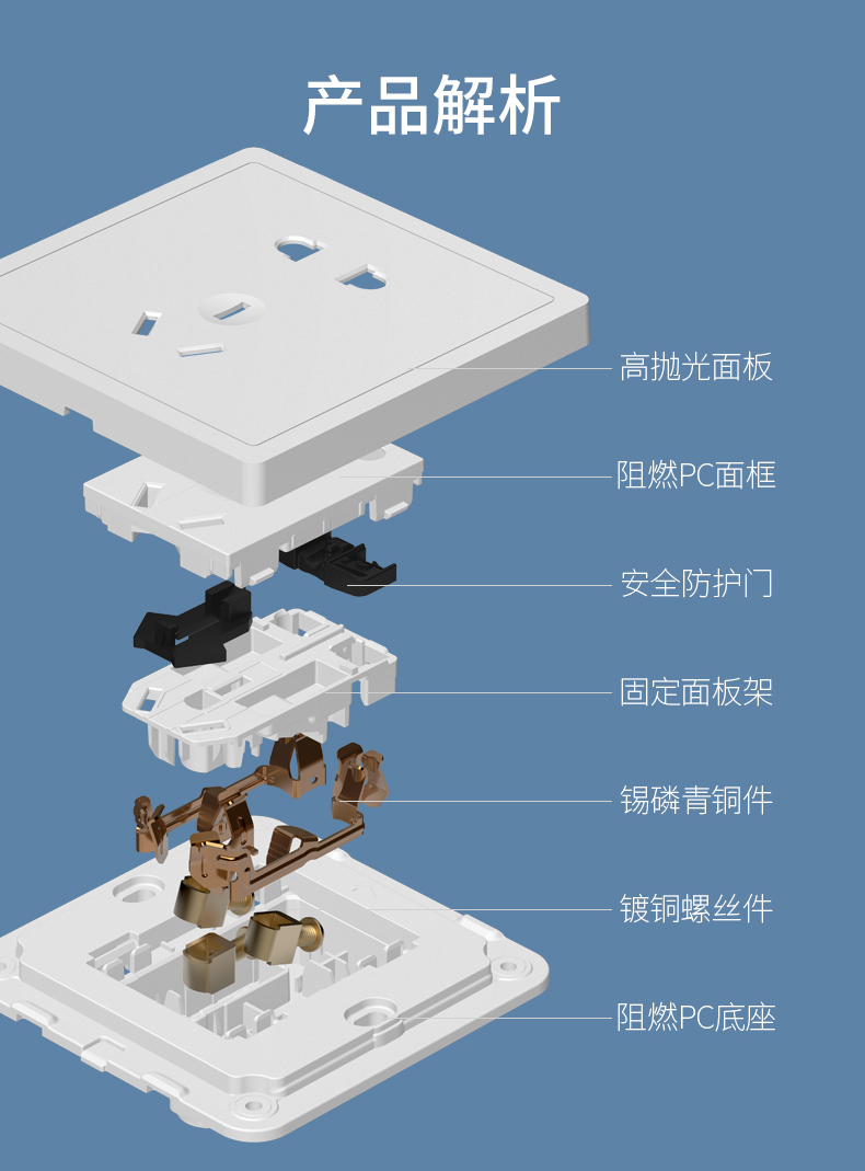 2022新款双开开关接线飞雕开关插座面板品意墙壁暗装五孔带usb多孔单