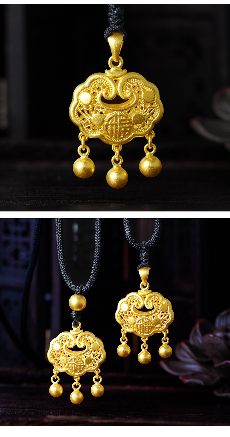 凤凰黄金金锁长命锁婴儿999足金儿童百岁锁古法传承系列宝宝满月金饰