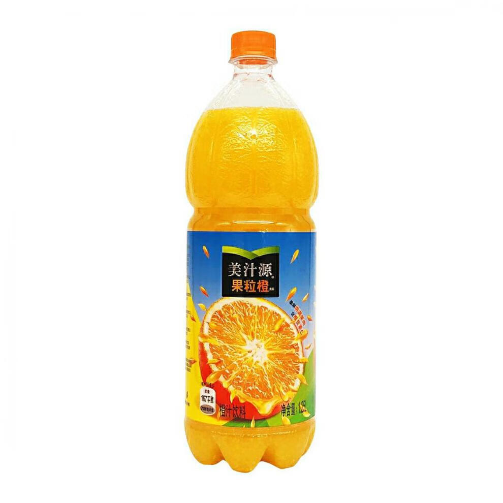 可口可乐cocacola美汁源果粒橙125升大瓶橙汁果味饮料汁汁桃桃爽粒