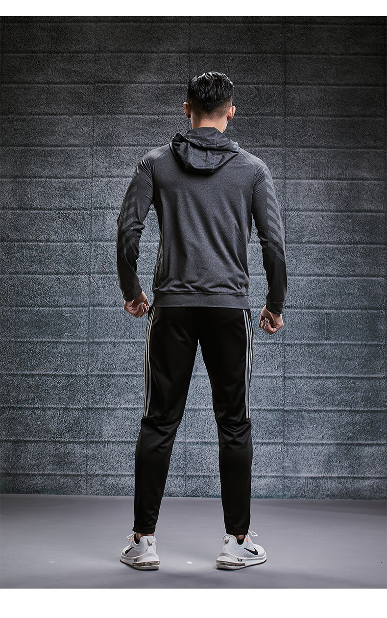 yakelijia 跑步套装 晨跑服秋冬运动外套男紧身衣速干长袖上衣篮球