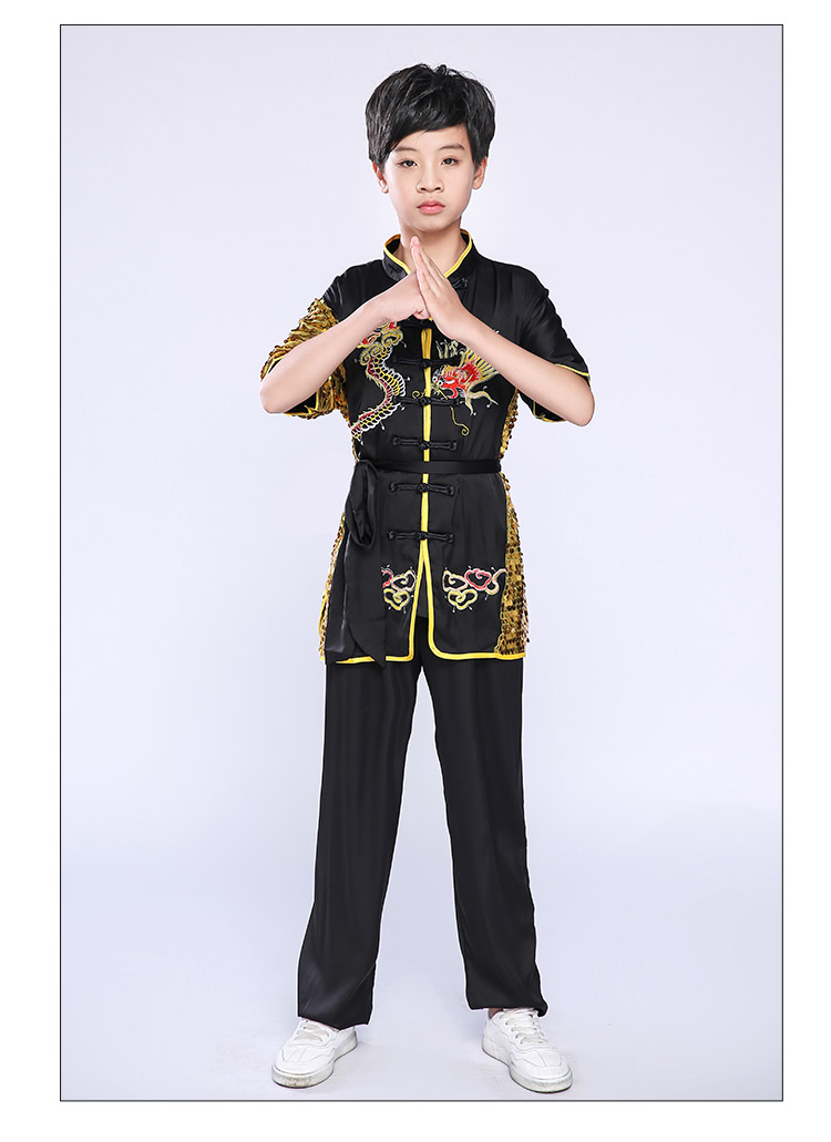 武极堂六一儿童武术表演服夏刺绣龙长拳体考服装男女童套路比赛彩演出