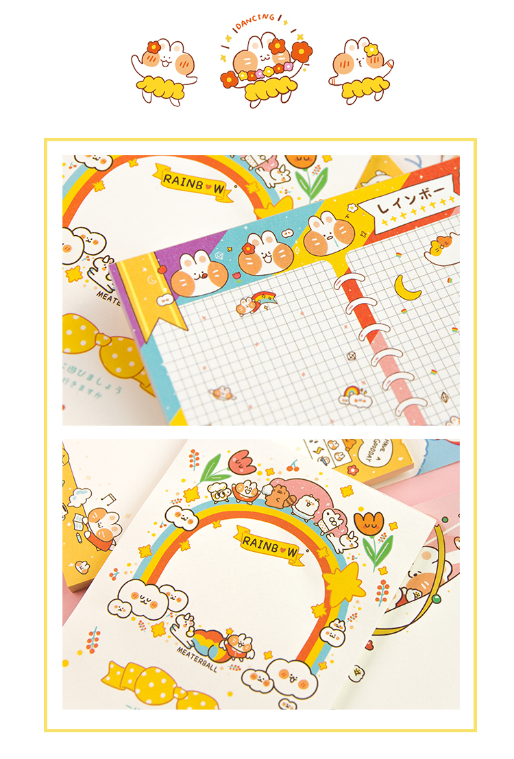 安尔雅 可爱米特猫大号便签本 卡通可撕留言记事手帐便签纸50张 去