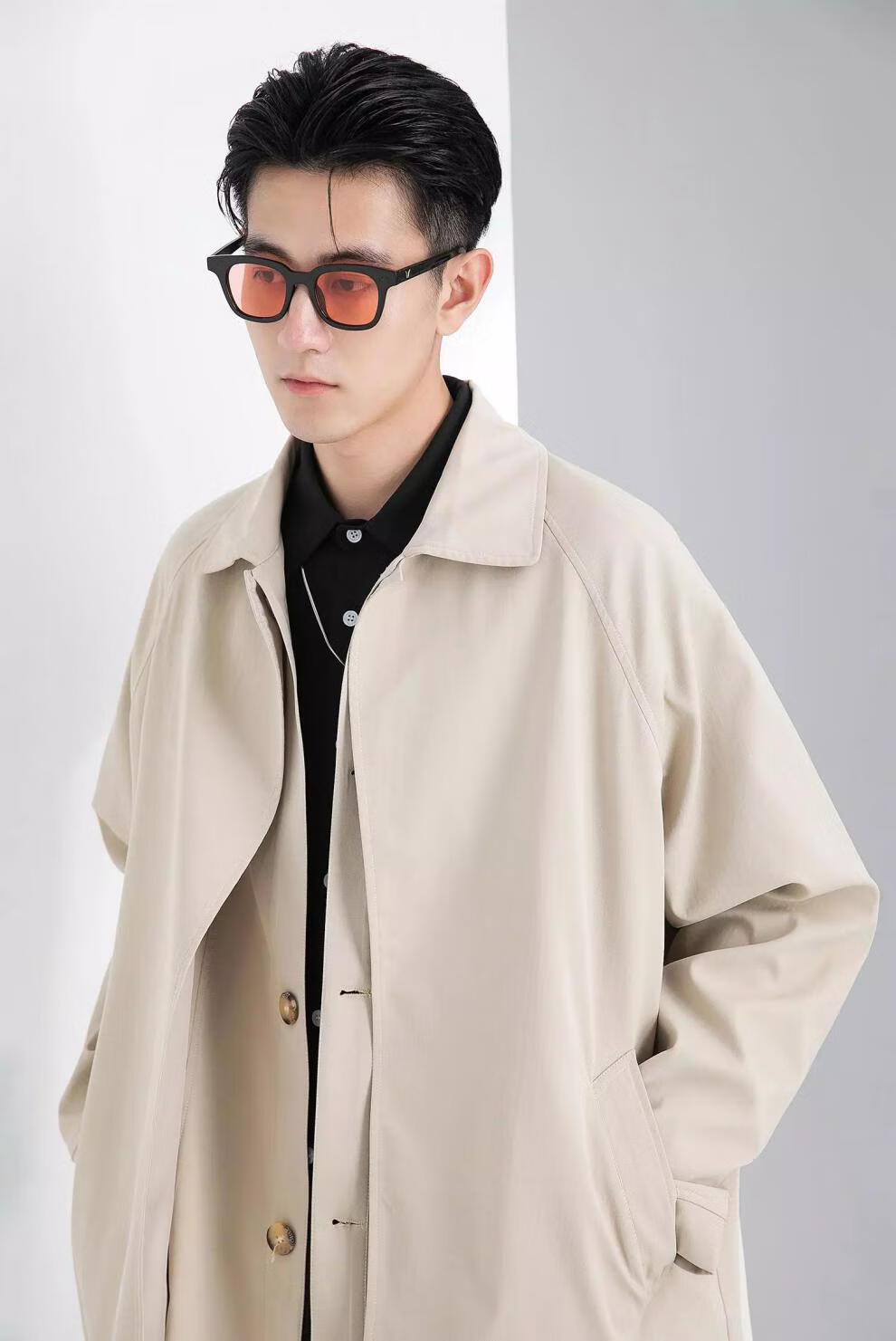 「gaha」日系cityboy风立体裁剪短款肯巴风衣外套男宽松夹克上衣