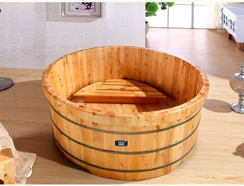 圆形木桶浴桶成人泡澡木桶洗澡木桶浴缸洗浴会所沐浴桶加厚 1000*780